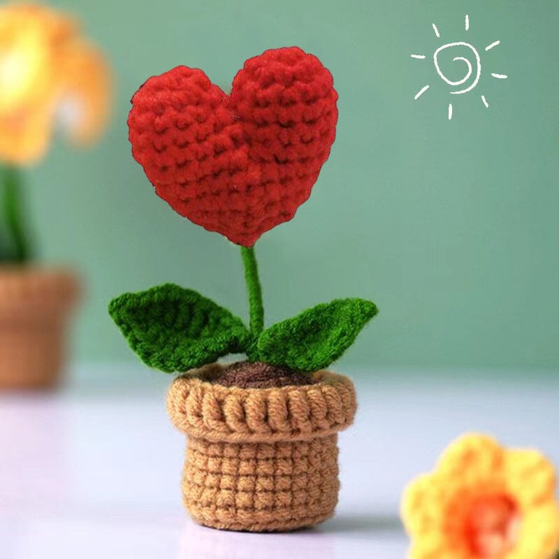 Handmade knitted flowers