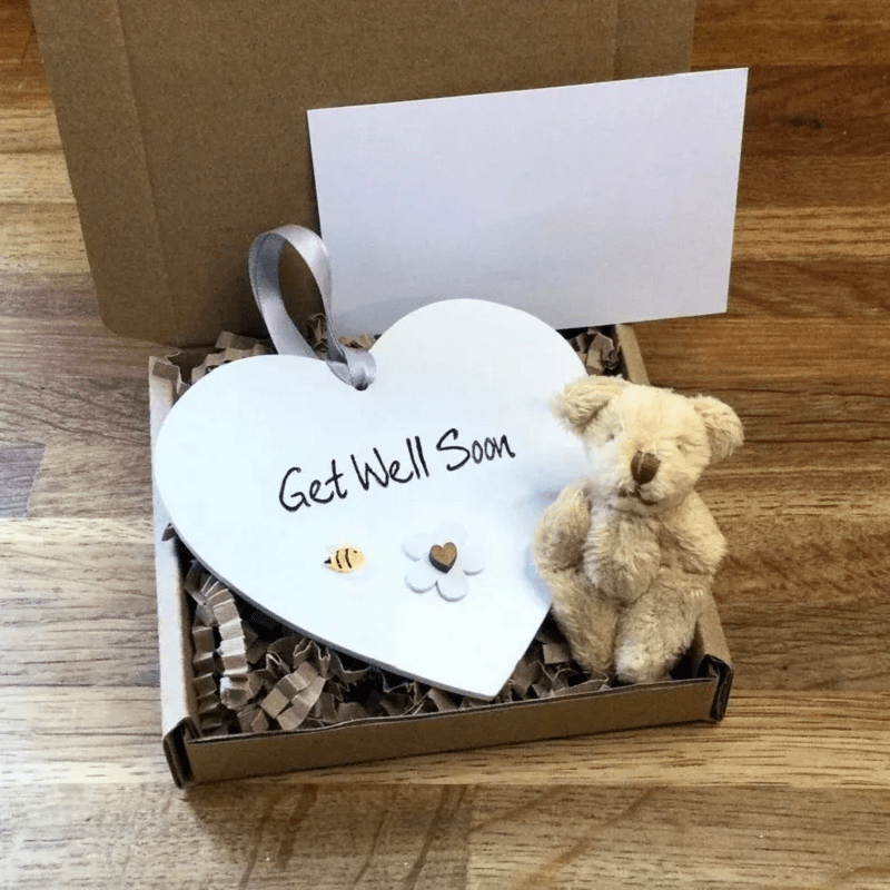 Wooden Heart Pocket Teddy Bear Hug