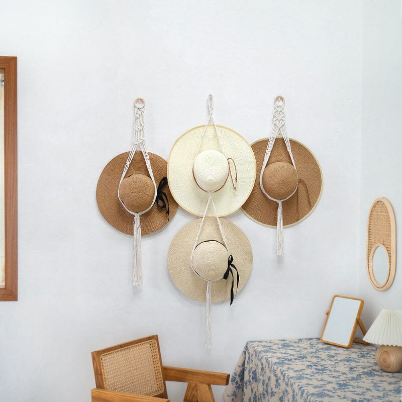 Handmade Linen Decorative Boho Hat Rack For Wall Hanging