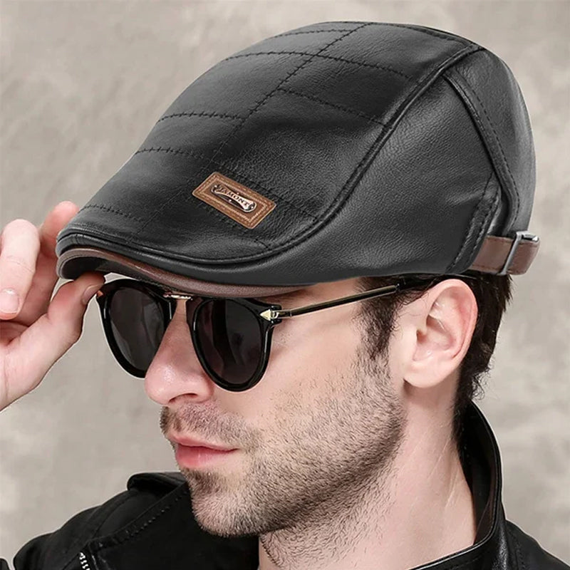 New Trendy Leather Beret