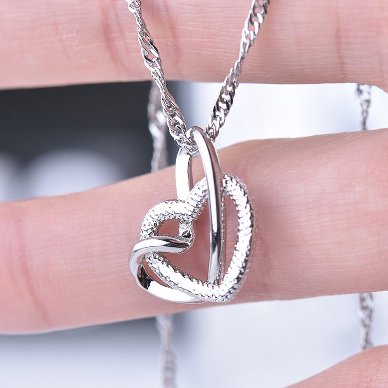 Frosted Double Heart Necklace