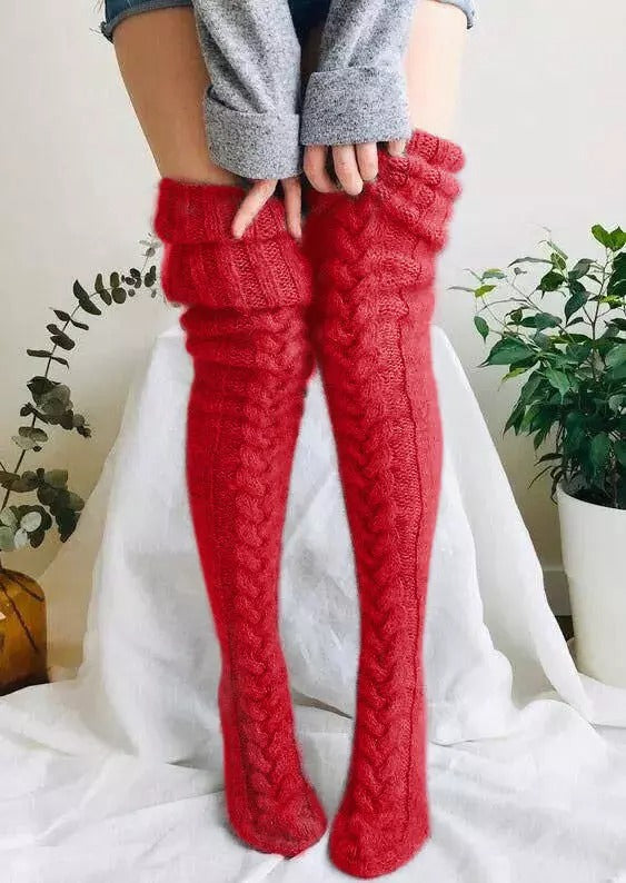 Winter Soft Warm Over Knee Extra Long Knitted Socks