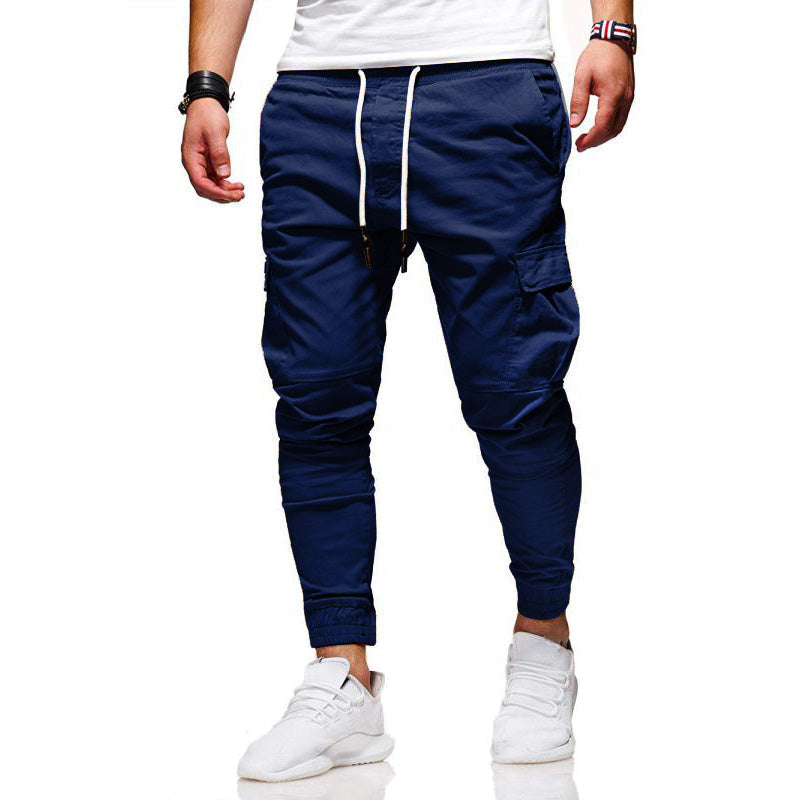 Solid Color Drawstring Casual Joggers