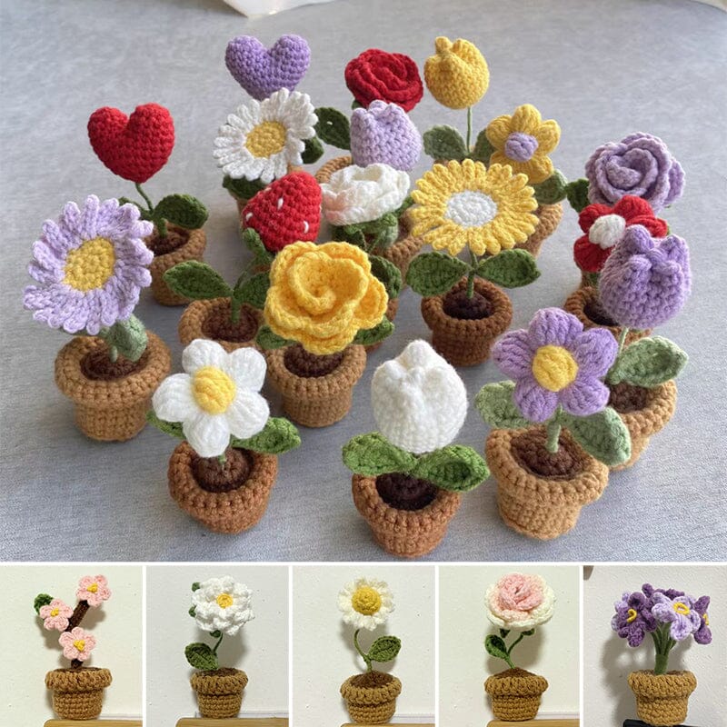 Handmade knitted flowers